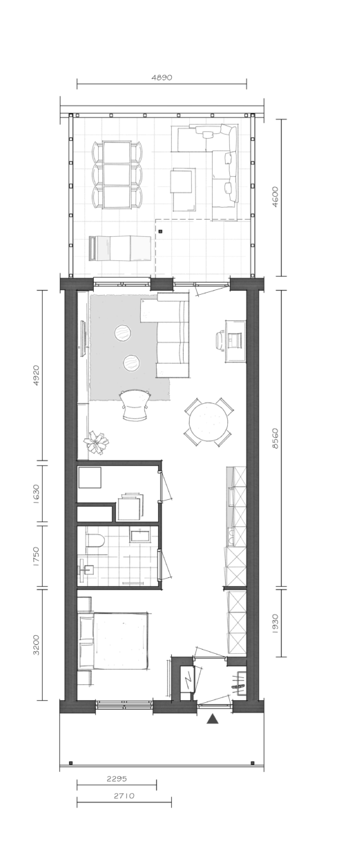 Tussenappartement begane grond met terras